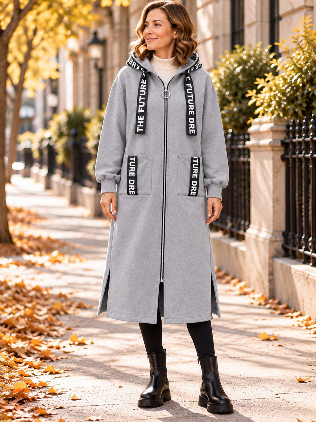 Marlène | Lange Fleece Damesjas met Capuchon