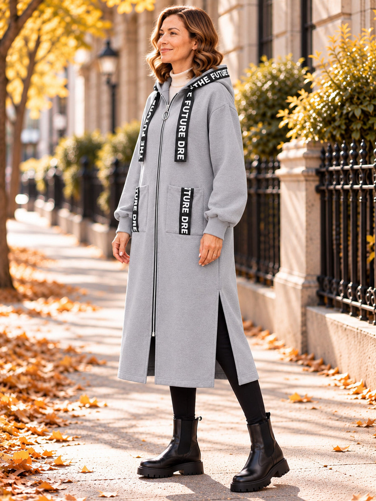 Marlène | Lange Fleece Damesjas met Capuchon