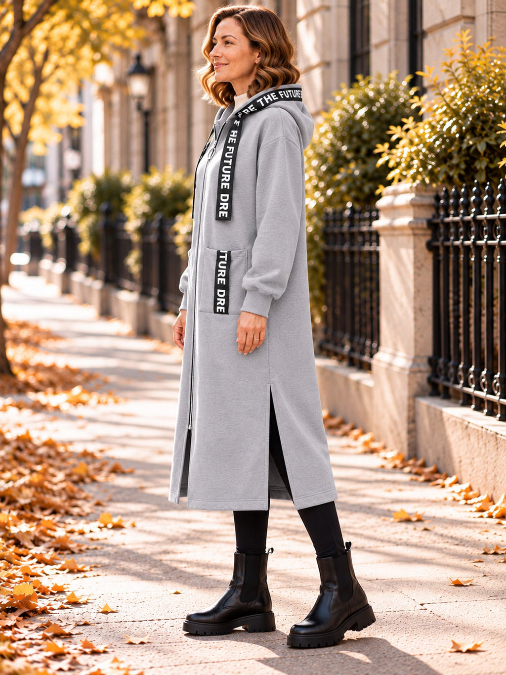 Marlène | Lange Fleece Damesjas met Capuchon