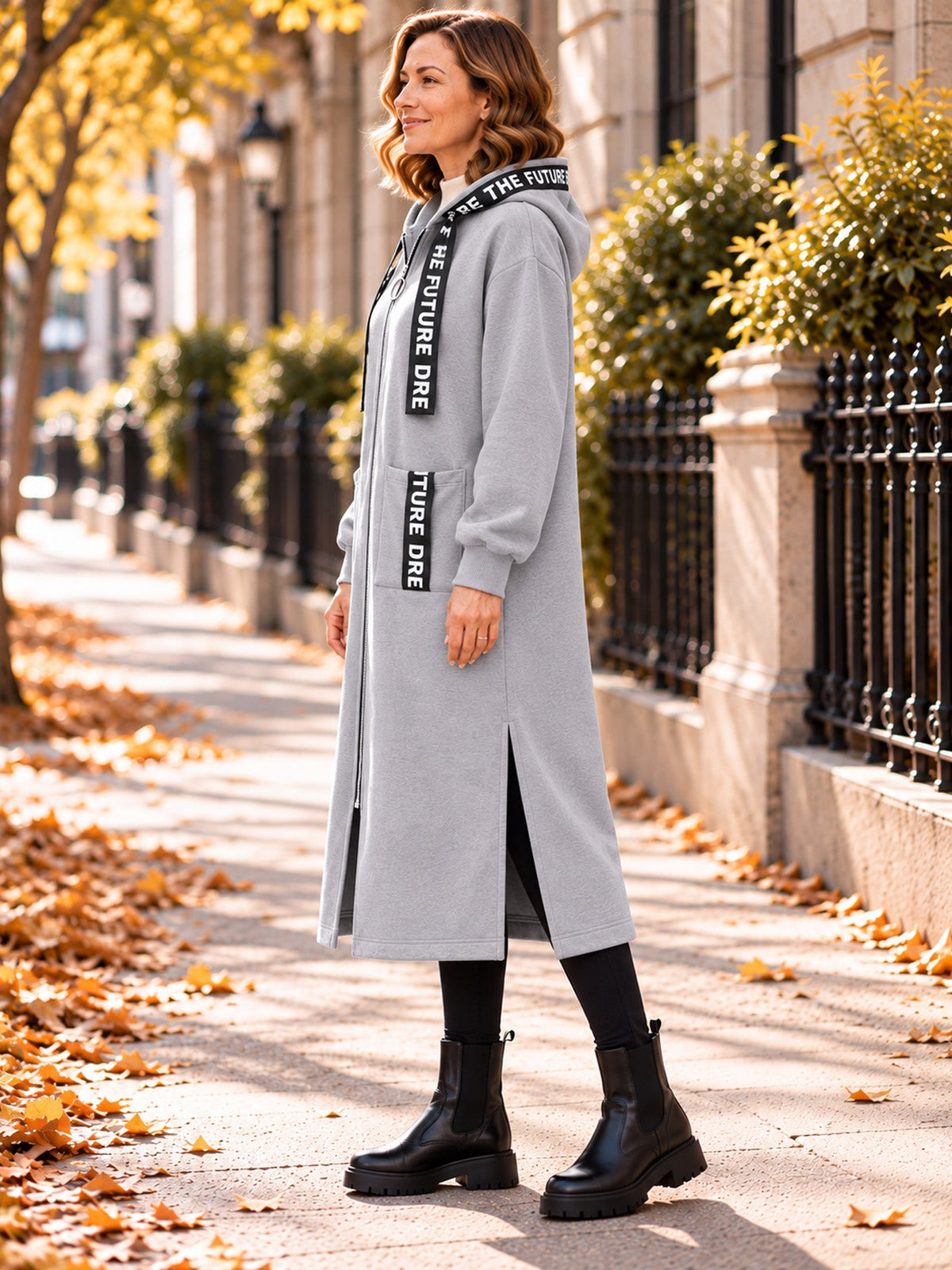 Marlène | Lange Fleece Damesjas met Capuchon