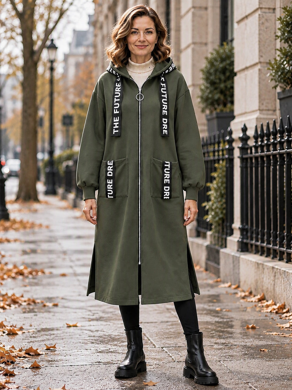 Marlène | Lange Fleece Damesjas met Capuchon