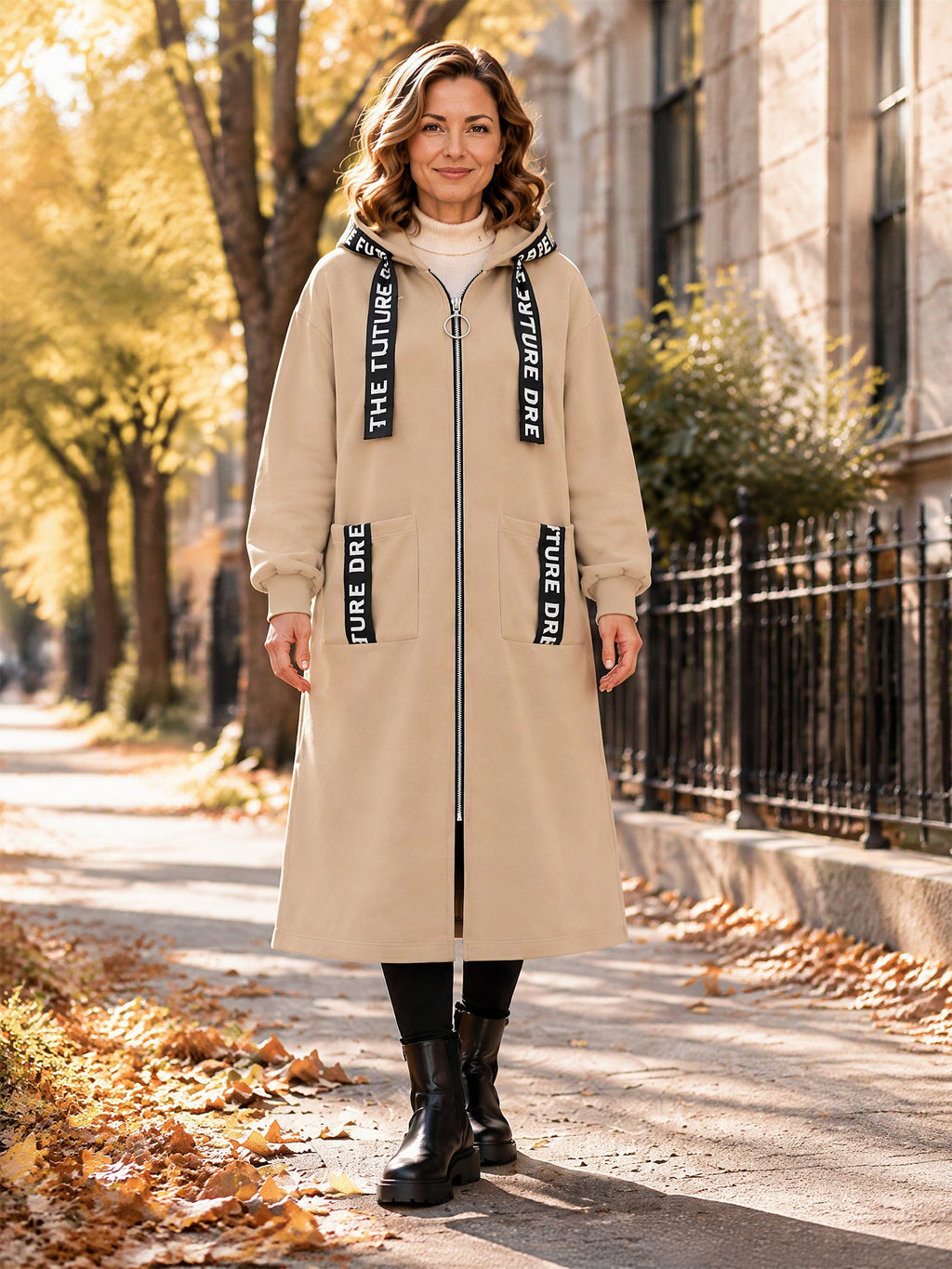 Marlène | Lange Fleece Damesjas met Capuchon
