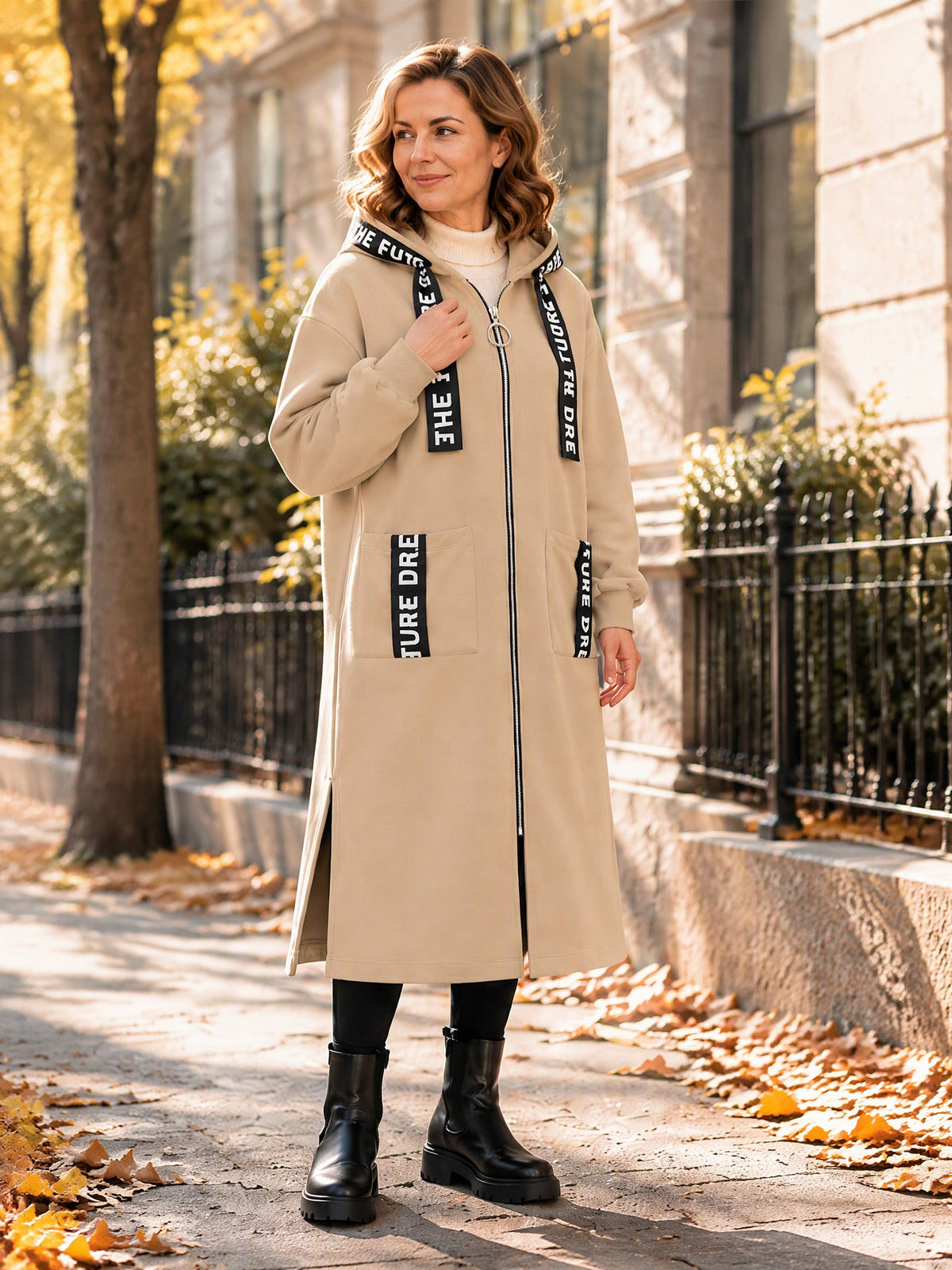 Marlène | Lange Fleece Damesjas met Capuchon
