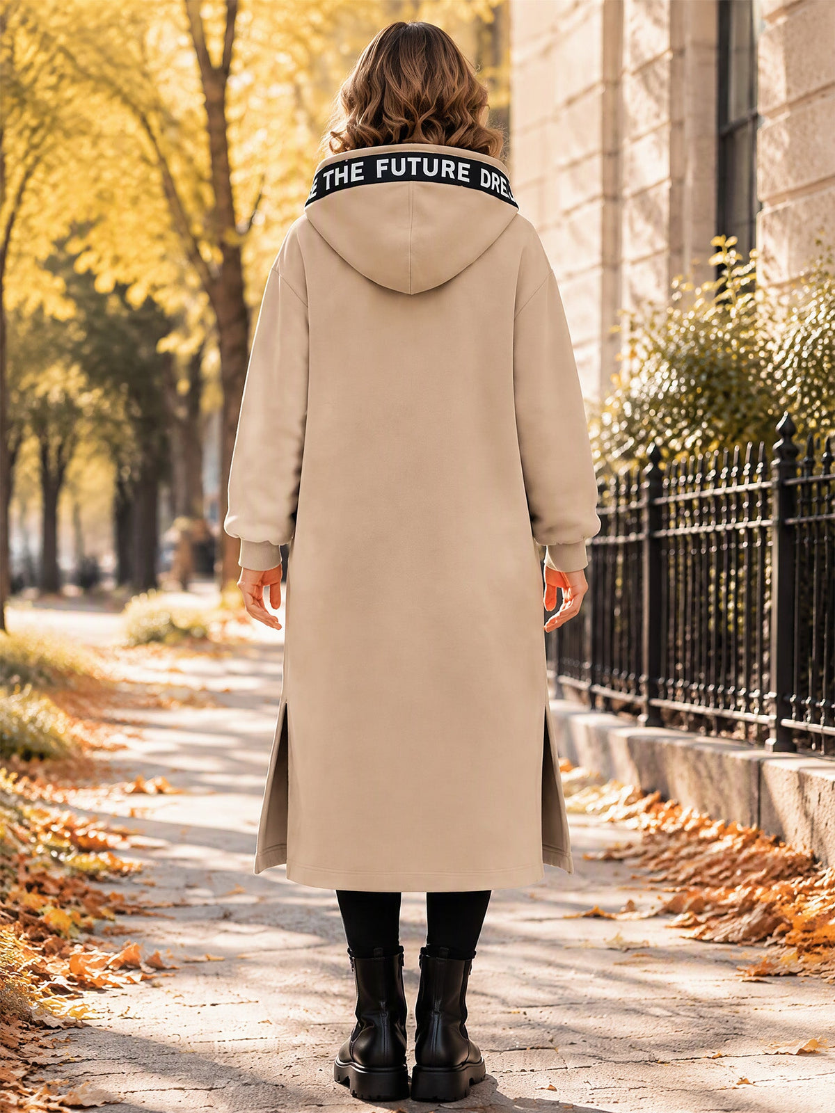 Marlène | Lange Fleece Damesjas met Capuchon