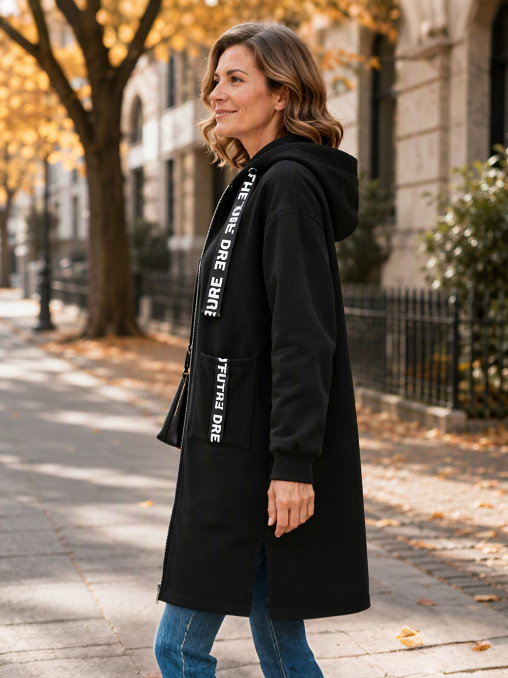 Marlène | Lange Fleece Damesjas met Capuchon