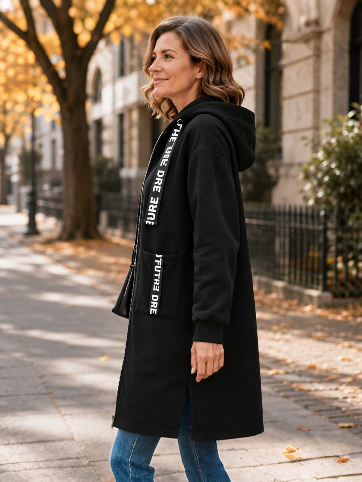 Marlène | Lange Fleece Damesjas met Capuchon