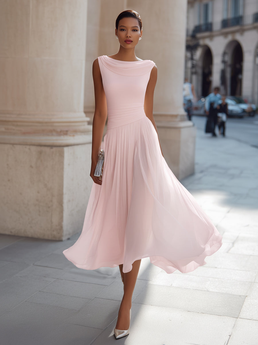 Celeste | Dames Midi Jurk met Geplooide Rok