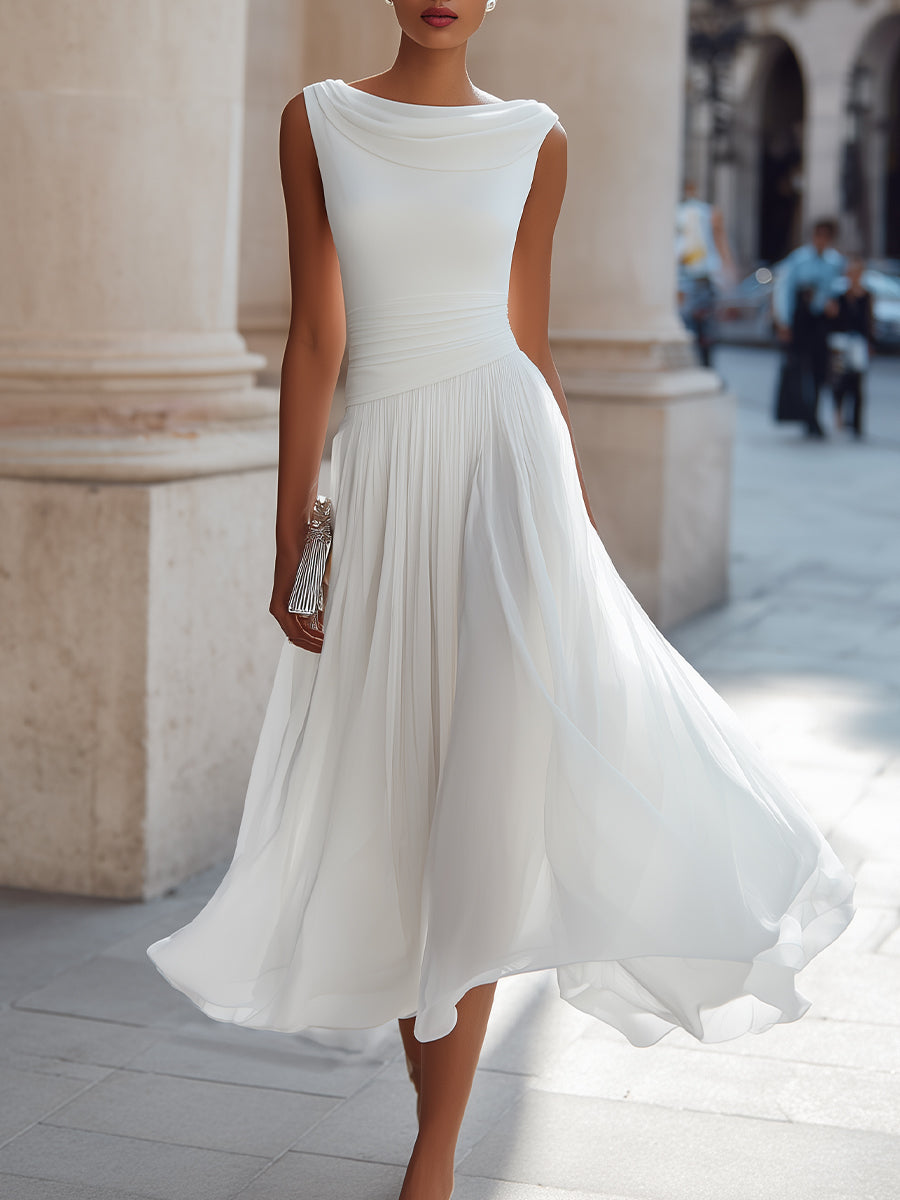 Celeste | Dames Midi Jurk met Geplooide Rok