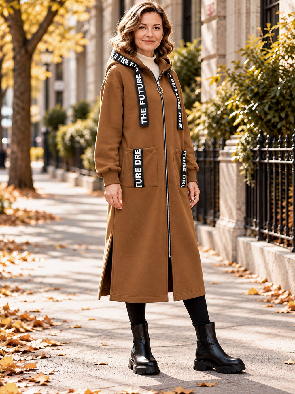 Marlène | Lange Fleece Damesjas met Capuchon