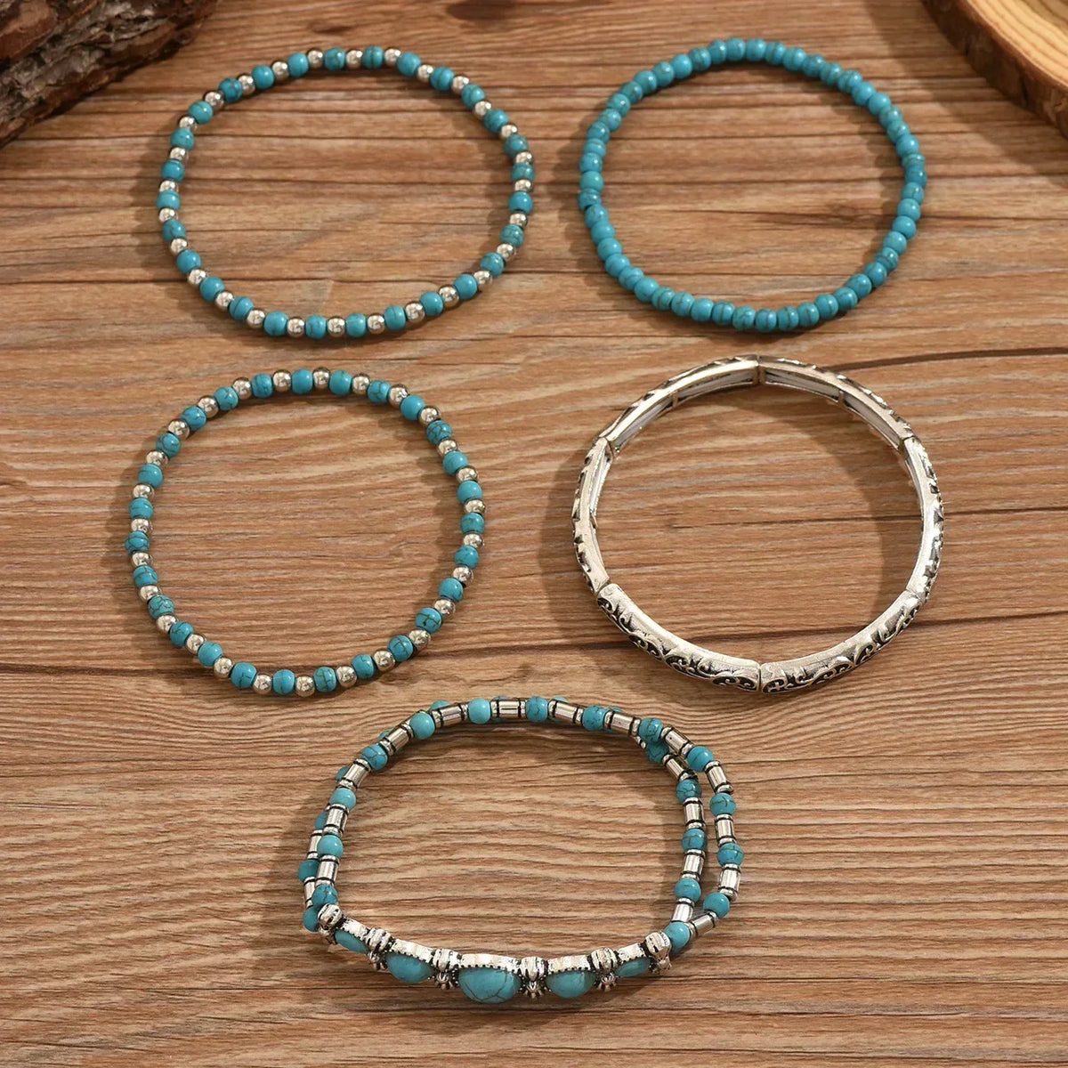 Amara | 5-delige Turquoise Armbandenset