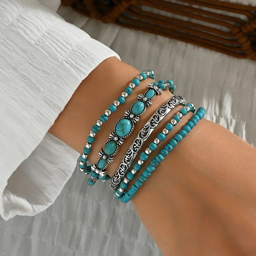 Amara | 5-delige Turquoise Armbandenset