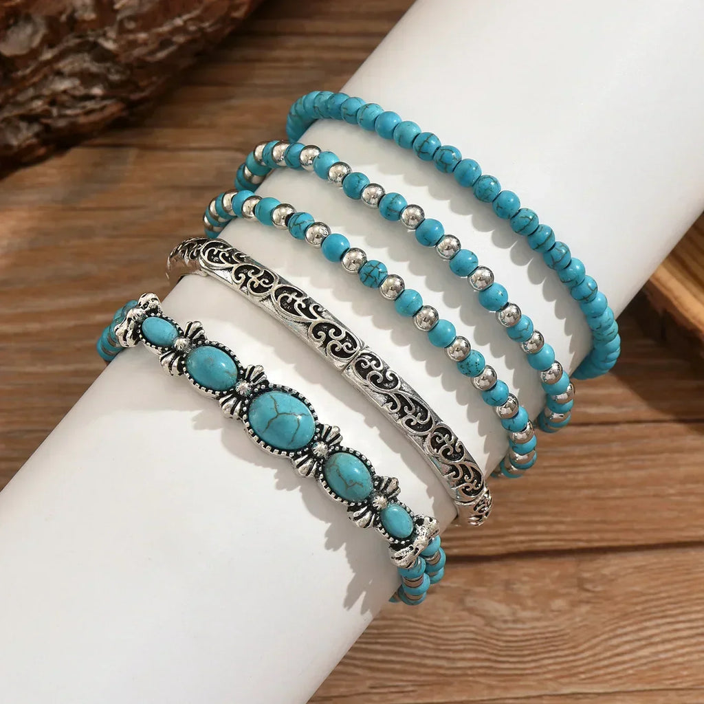 Amara | 5-delige Turquoise Armbandenset