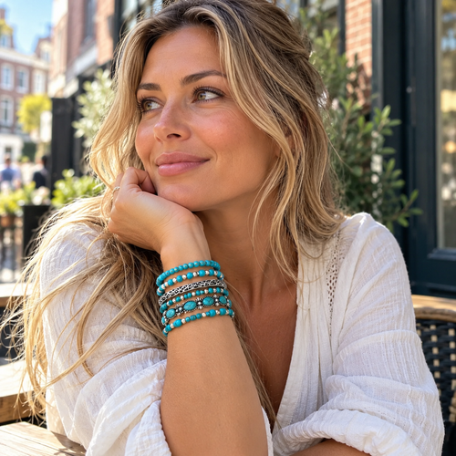 Amara | 5-delige Turquoise Armbandenset
